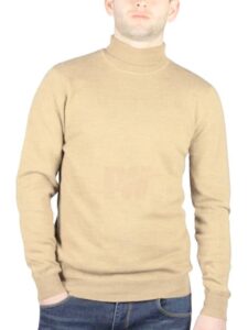 Men High Neck Turtle Neck Sweatshirt Tops T-Shirt Skin Front
